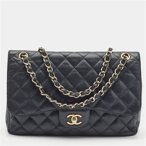 chanel caviar black bag|CHANEL Caviar Quilted Jumbo Double Flap Black.